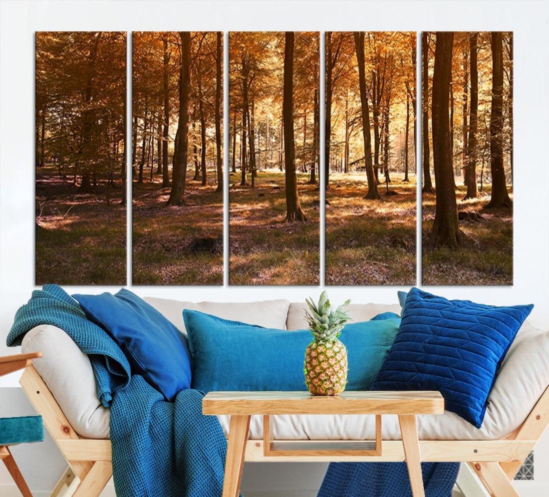 Large Wall Art Panoramic View of a Forest in Autumn Canvas Print