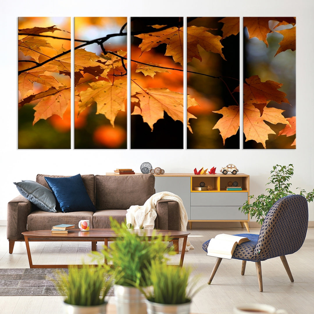 Yellow Leaves on Tree in Autumn Fall Canvas Print