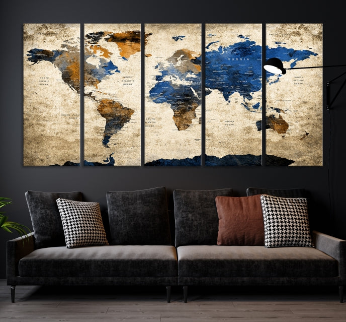 Grande carte du monde Impression sur toile