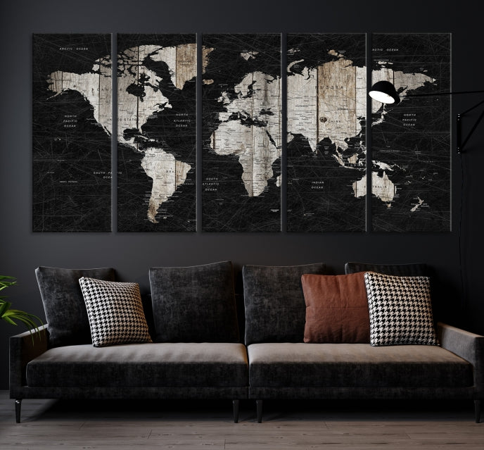Wall Art Push Pin World Map Canvas Print