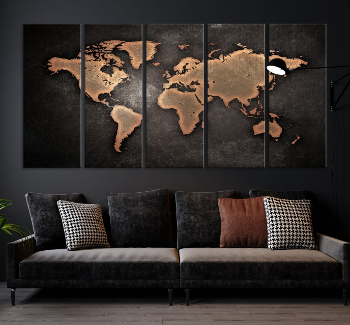 Arte de pared con mapa mundial granate Lienzo