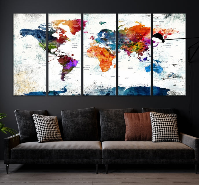 Carte pastel du monde Impression sur toile
