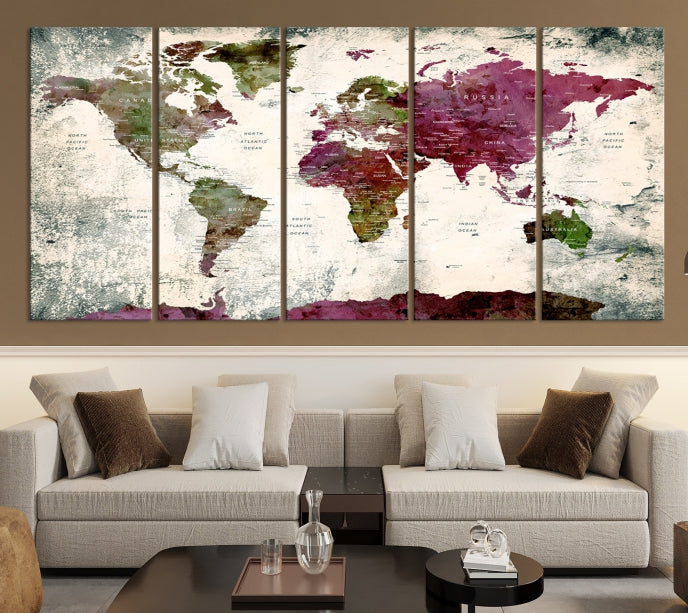 Carte du monde Art mural Impression sur toile Art mural
