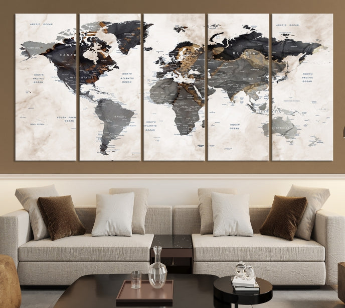 Lienzo decorativo para pared grande con mapa mundial