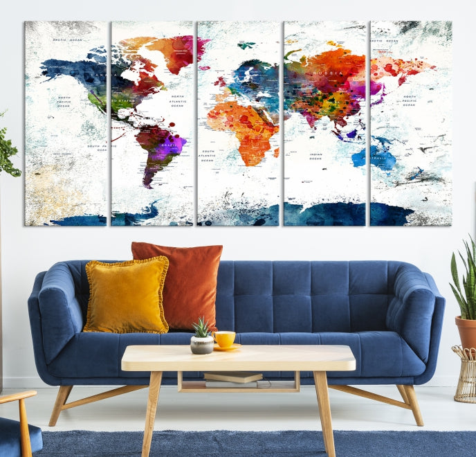 Mapa del mundo en colores pastel Lienzo