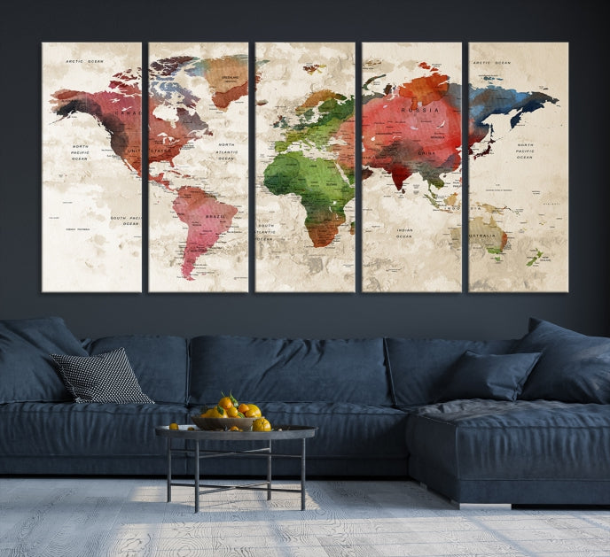 Wall Art Printing World Map Push Pin Prints On Canvas The Picture Travel World Map Pictures For Home Modern Decoration Print Decor For Living Room