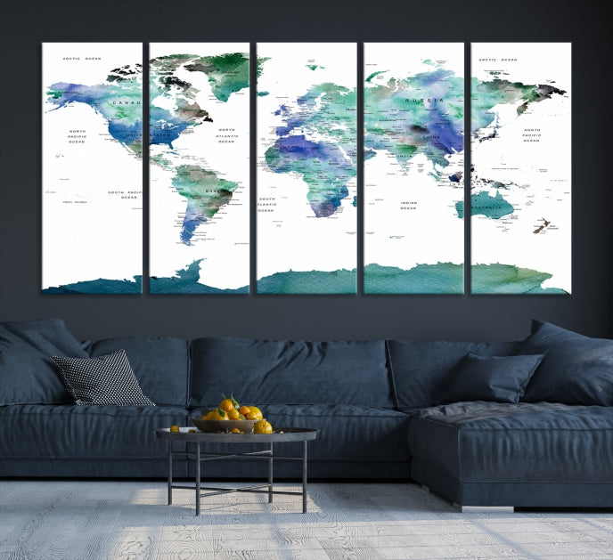 Impresión de arte de pared, mapa del mundo, alfiler impreso en lienzo, imagen de viaje, imágenes del mapa del mundo para decoración moderna del hogar
