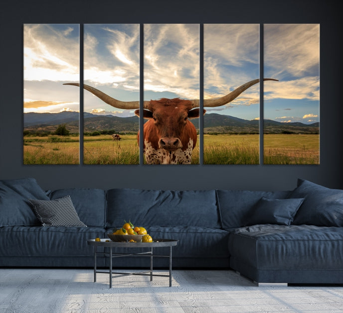 Texas Big Cow Wall Art Canvas Print