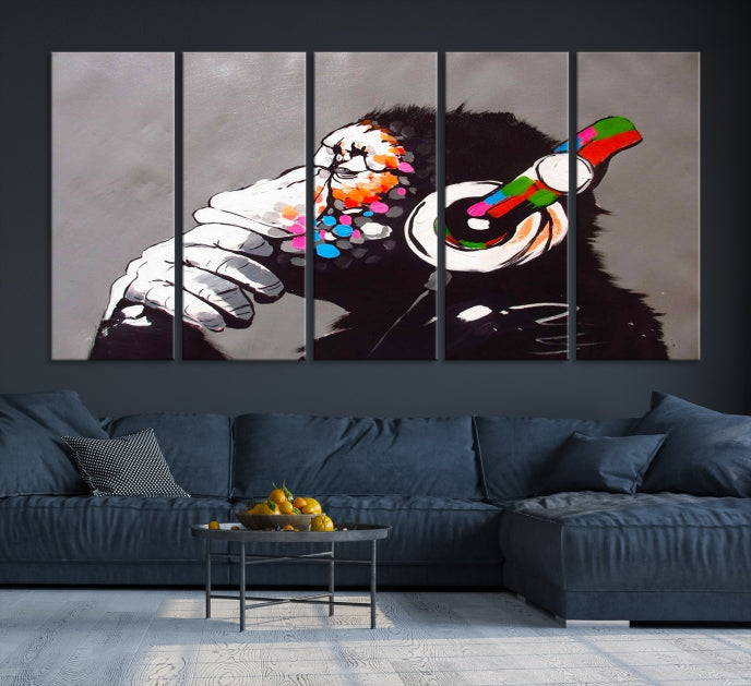 Dj Monkey Banksy Art mural Impression sur toile