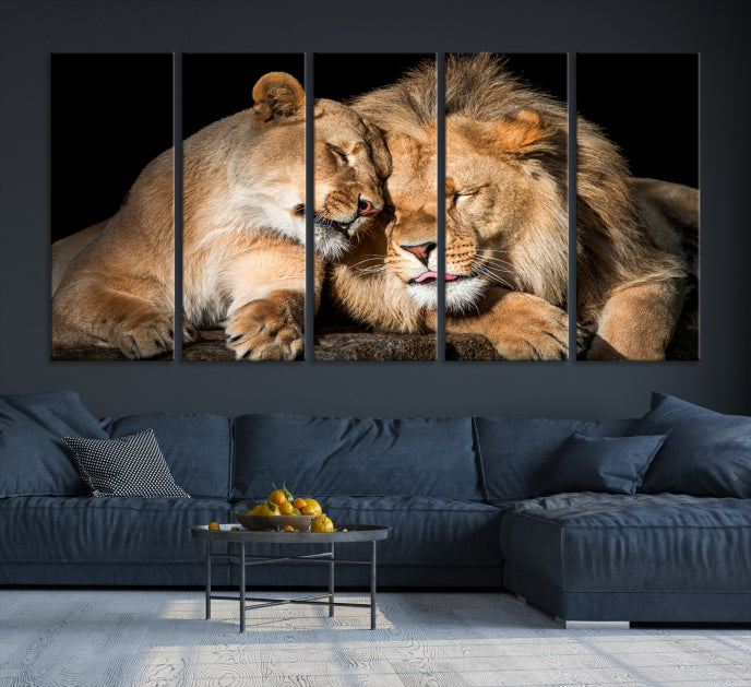 Lion Couple Wall Art Canvas Print