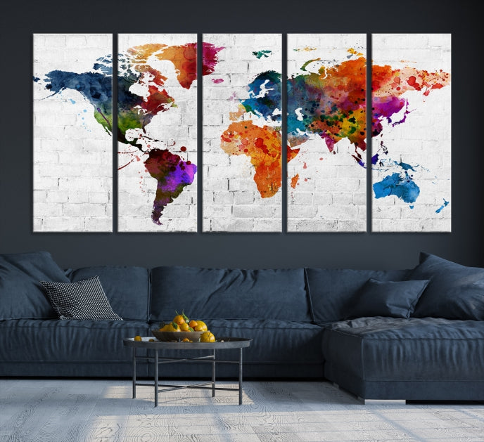 Arte de pared de acuarela grande Mapa mundial grande Lienzo