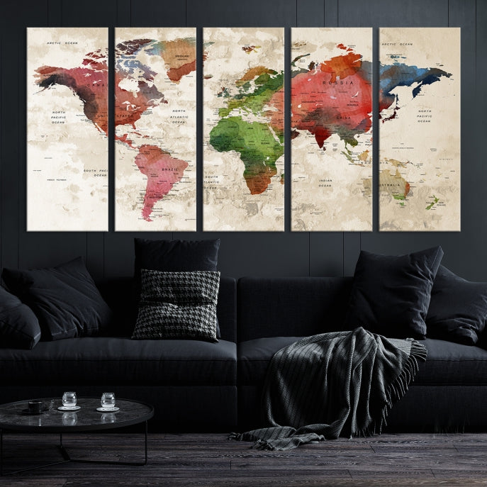 Wall Art Printing World Map Push Pin Prints On Canvas The Picture Travel World Map Pictures For Home Modern Decoration Print Decor For Living Room