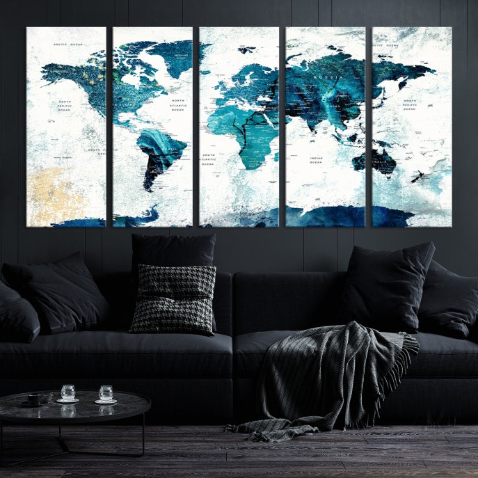 Mapa mundial con alfiler con arte de pared grande de la Antártida Lienzo