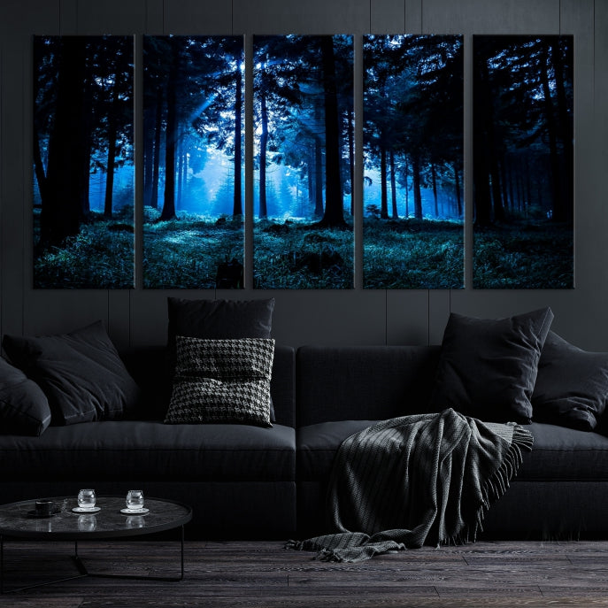 Noche en el bosque oscuro Arte de pared grande Bosque Lienzo Impresión