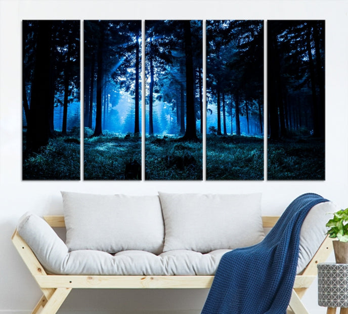 Noche en el bosque oscuro Arte de pared grande Bosque Lienzo Impresión