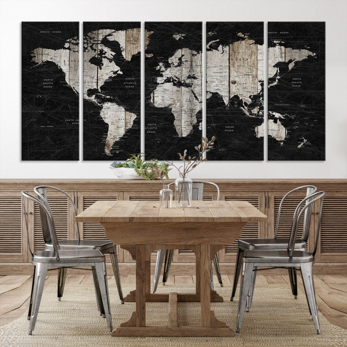 Cuadro extragrande con alfiler, mapa mundial, lienzo