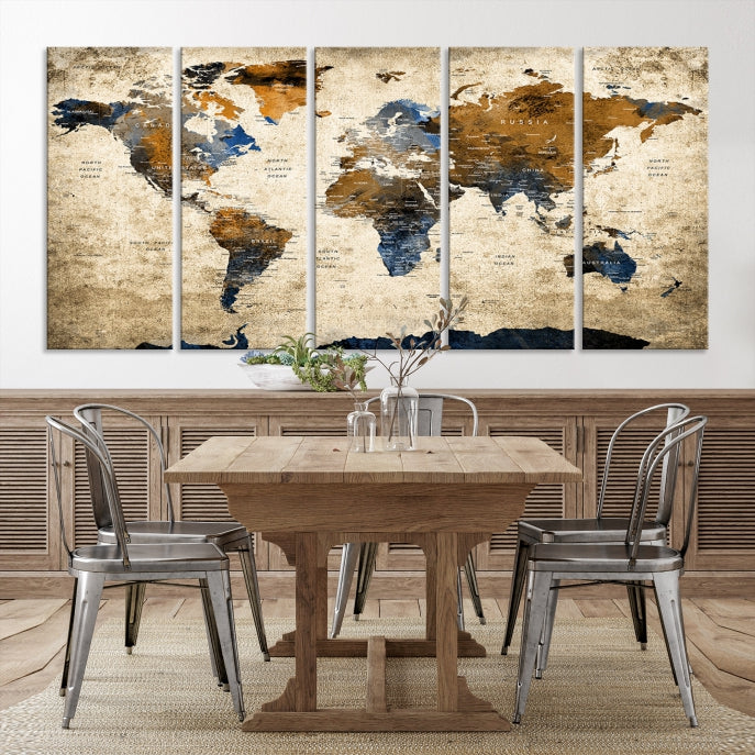 Chef-d'œuvre de la carte du monde d'ormeau Impression sur toile