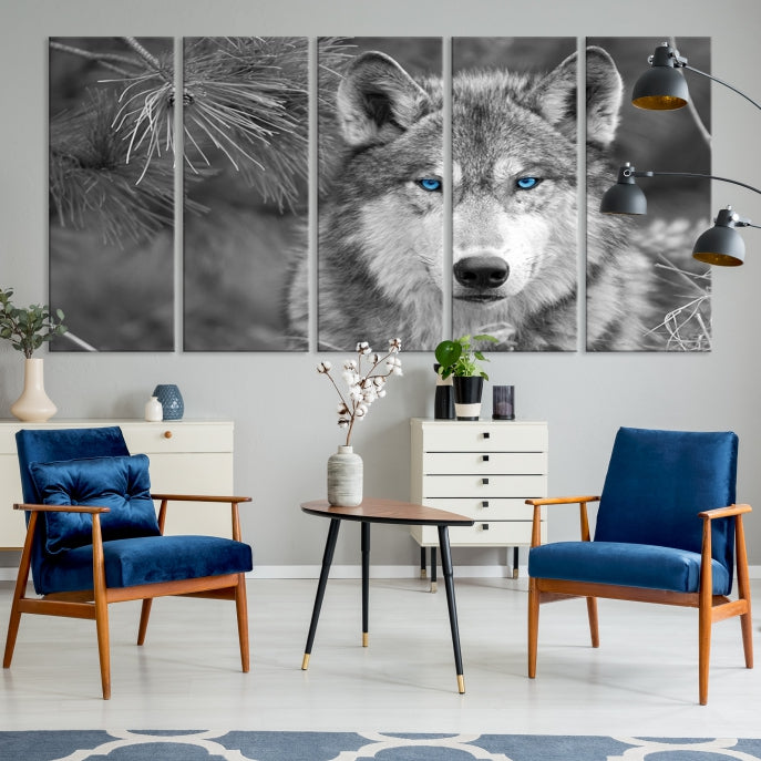 Wild Wolf Blue Eye Wall Art Canvas Print