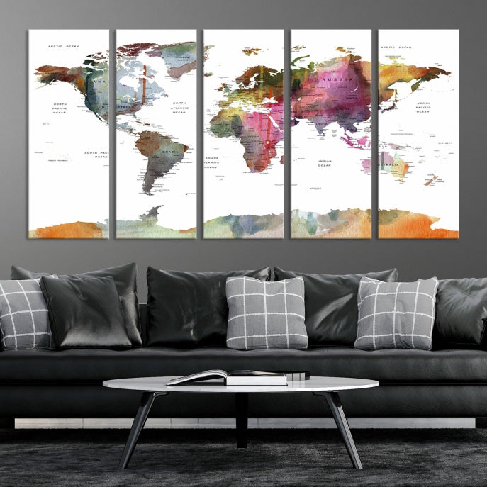 World Map Wall Art , World Map Push Pin Travel, Push Pin World Map, World Travel Map, Push Pin Map Canvas, Travel Map Canvas, Travel Map Art