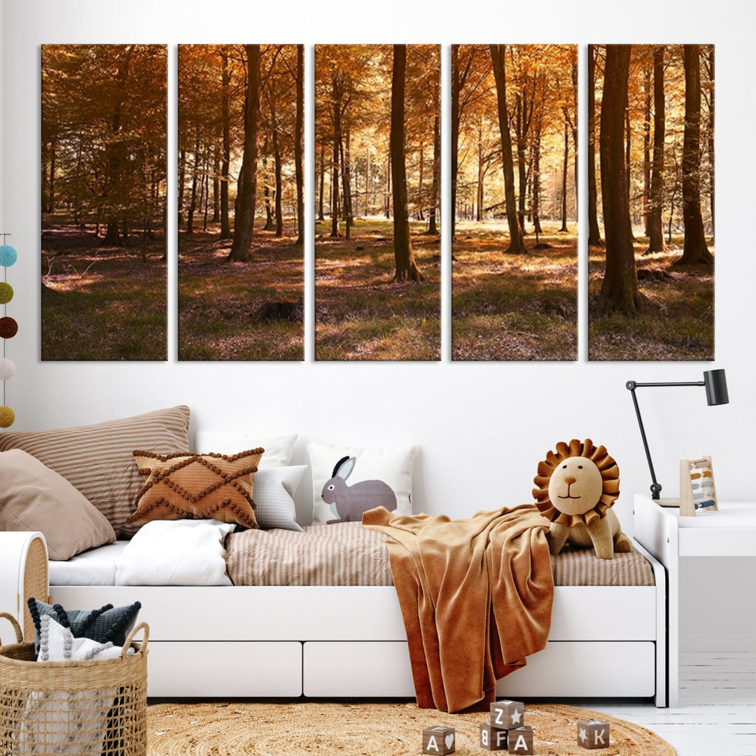 Art mural Vue panoramique d'une forêt en automne Impression sur toile
