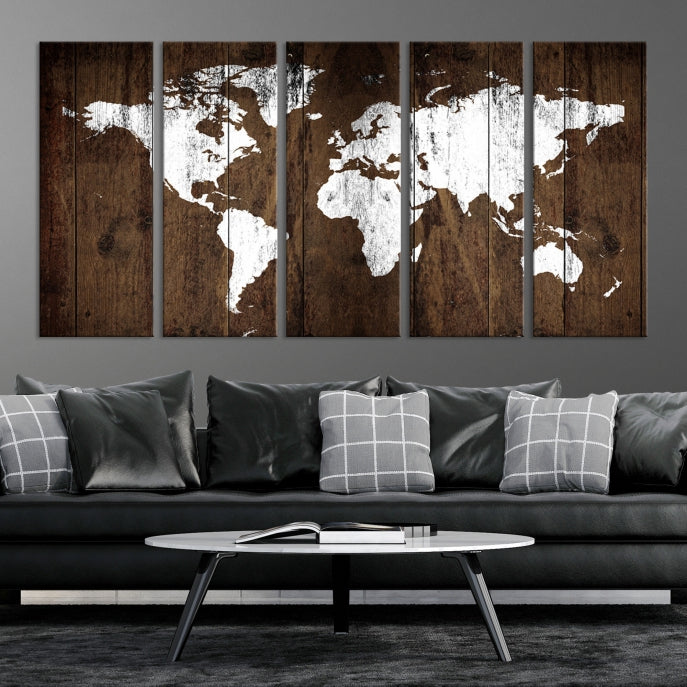 Impresión de lienzo de mapa mundial de arte de pared grande, impresión de lienzo de viaje de mapa mundial de acuarela, impresión de lienzo de mapa mundial de arte de pared grande XXL moderno
