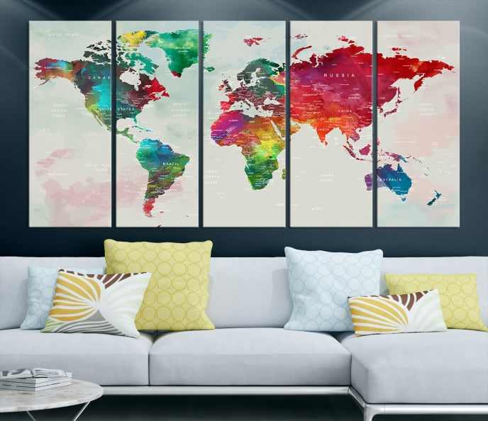 Arte de pared del mapa mundial Lienzo