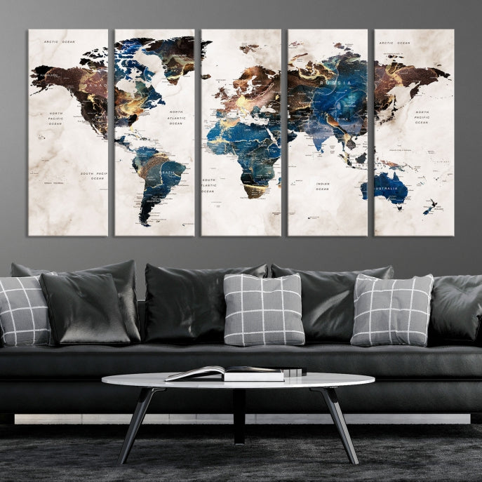 Impression d’art mural de carte du monde