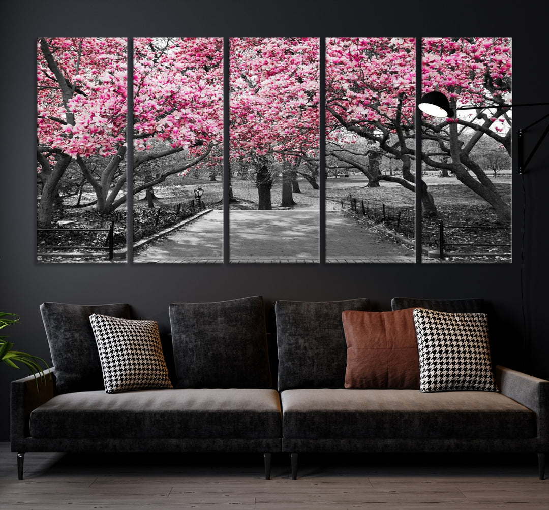 Lienzo decorativo para pared con árboles rosados ​​extragrandes