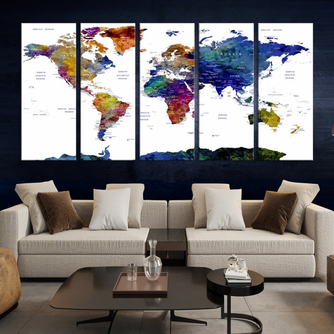 Lienzo decorativo para pared con mapa del mundo y alfiler extra grande
