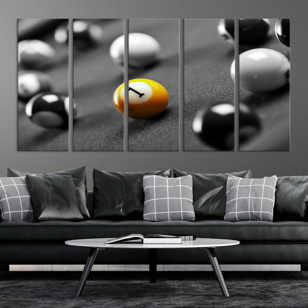 52108 - Cuadro grande para pared Concepto blanco y negro Bolas de billar Lienzo