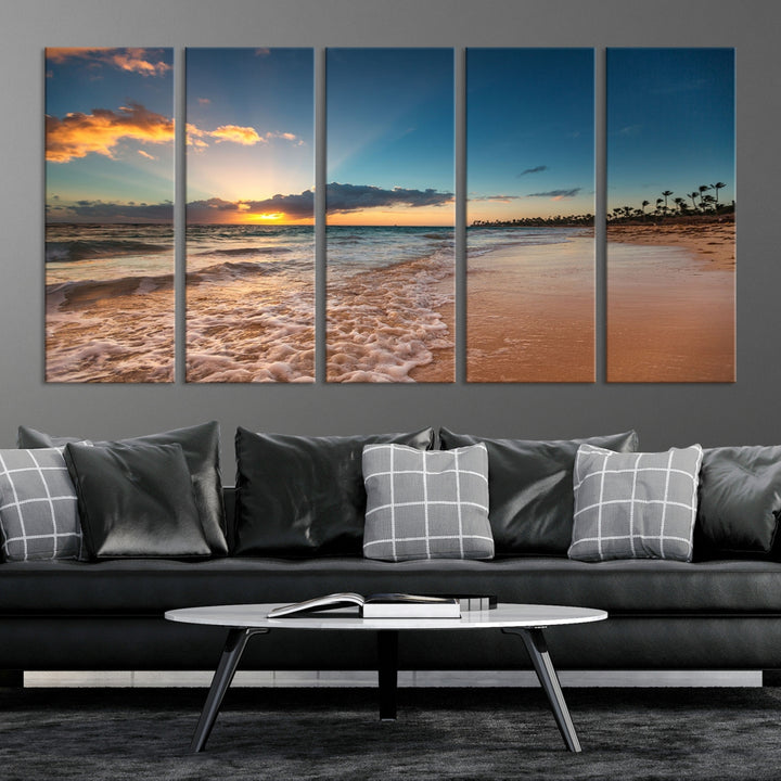 Ocean Beach Wall Art Lienzo Impresión Sunset Artwork Impresión Arte de pared costera