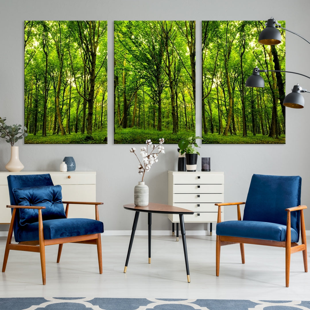 Impresión en lienzo de paisaje de arte de pared grande - Vista panorámica de un bosque verde
