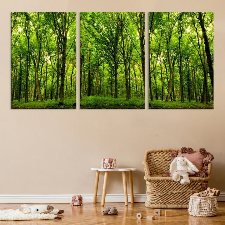 Wall Art Landscape Canvas Print Panoramic View of a Green Forest