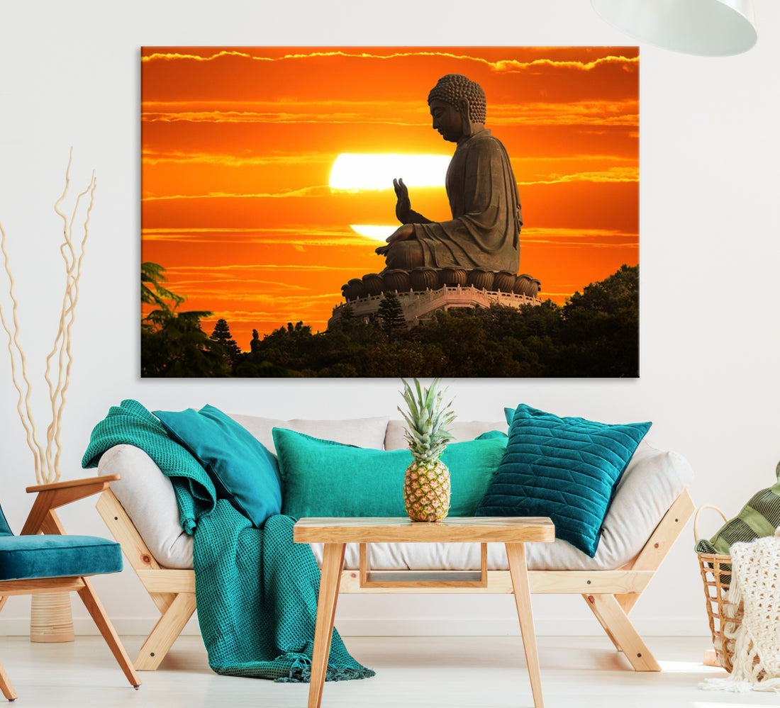 90122 - Large Wall Art Great Buddha Statue at Sunset Canvas Print