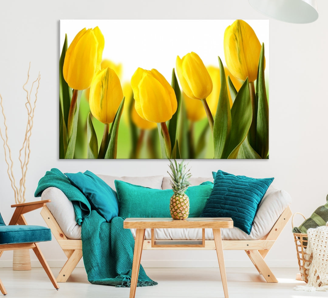 Cuadro grande con tulipanes amarillos Lienzo