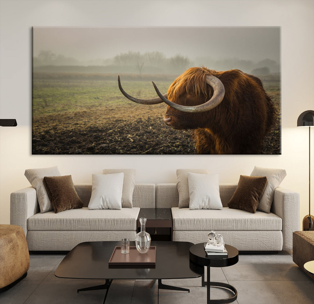 Big Cow Horn Wall Art Canvas Print