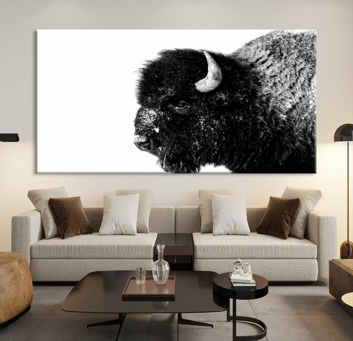 Impresión de lienzo de arte de pared de búfalo, impresión de bisonte