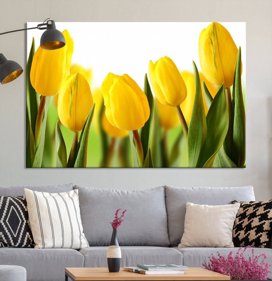Large Wall Art Yellow Tulips Canvas Print
