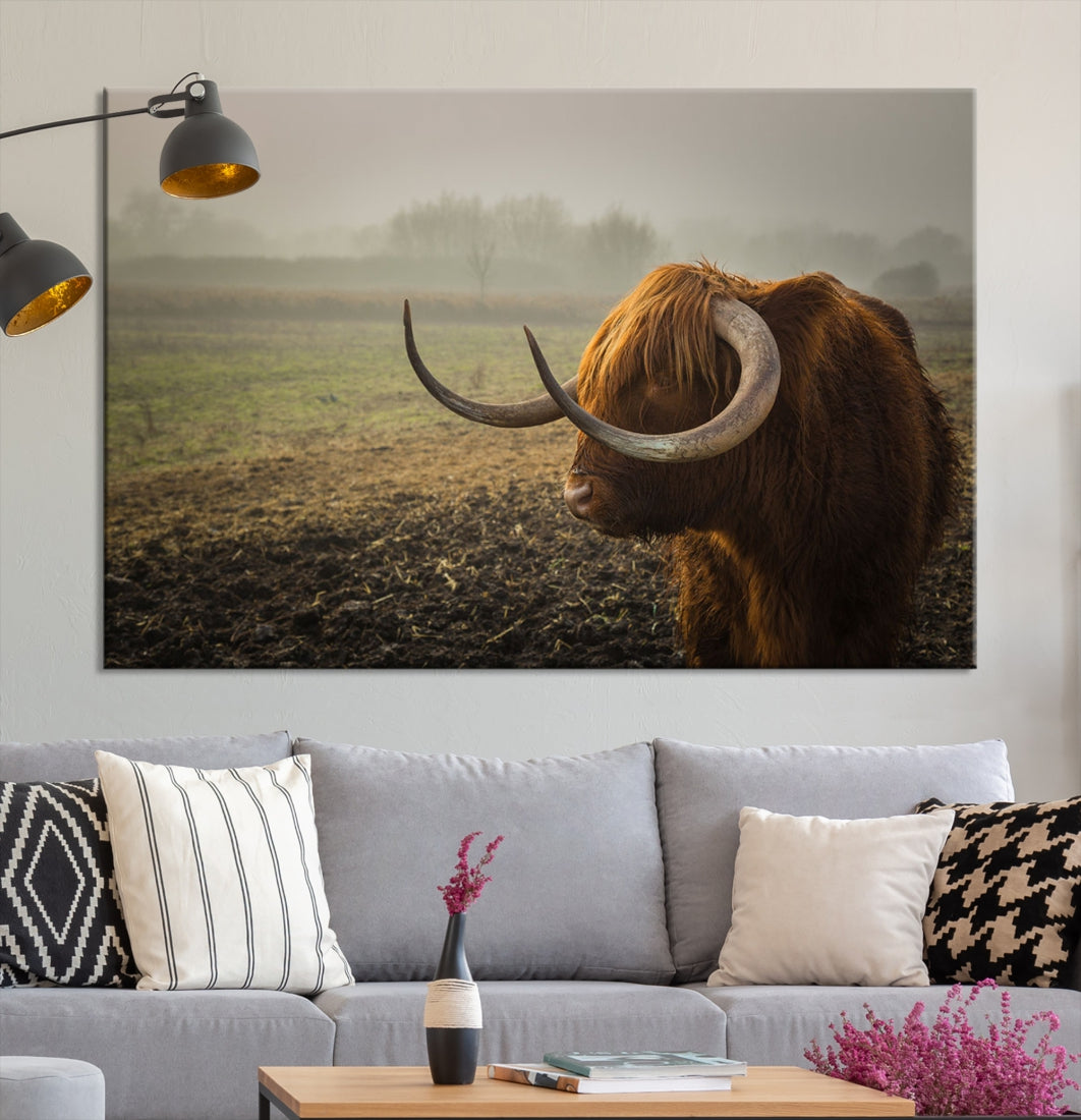 Impression sur toile d’art mural en corne de grande vache