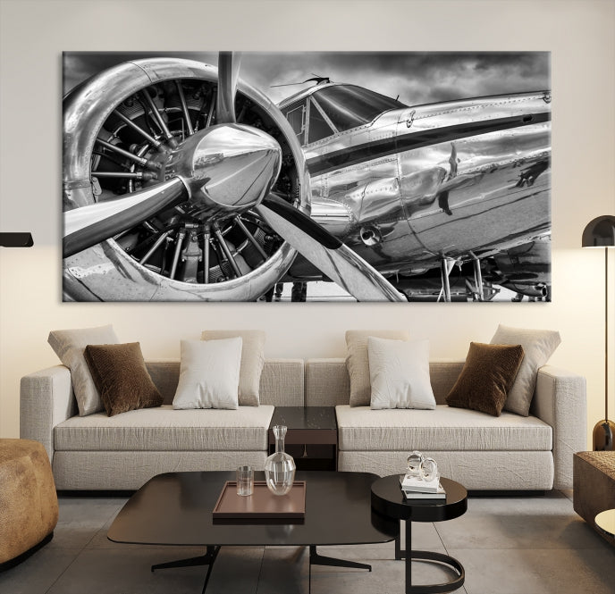 Vintage Antique Airplanet Large Wall Art Canvas Print