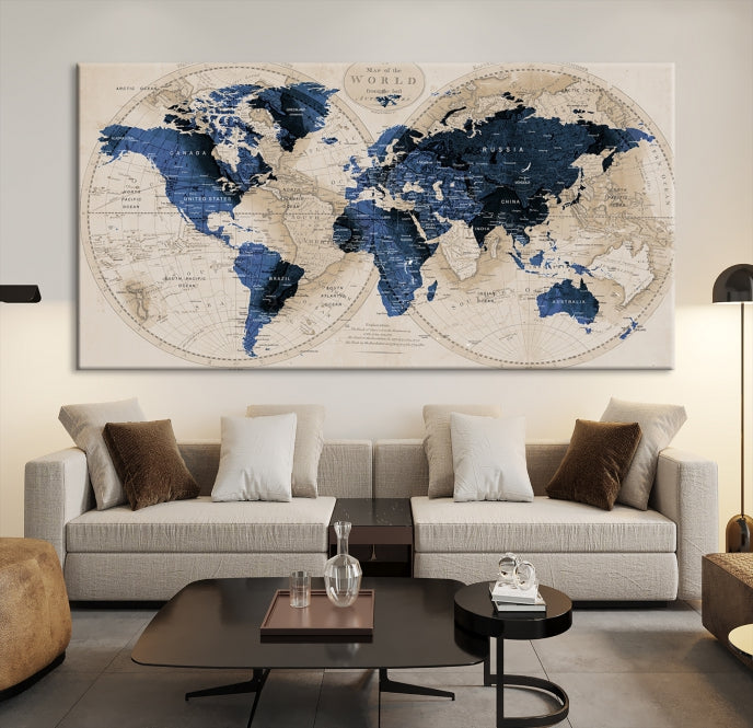 Arte rústico de la pared del mapa del mundo Lienzo