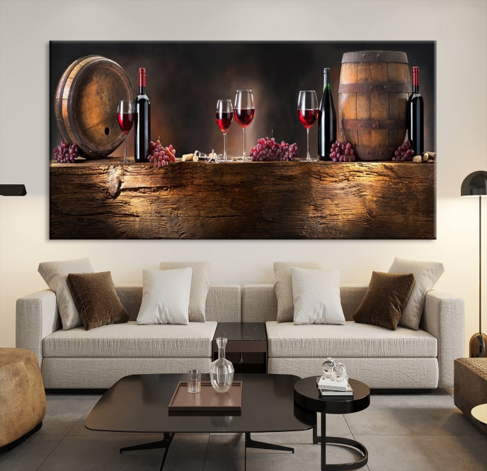 Wine and Barrels Wall Art Canvas Print