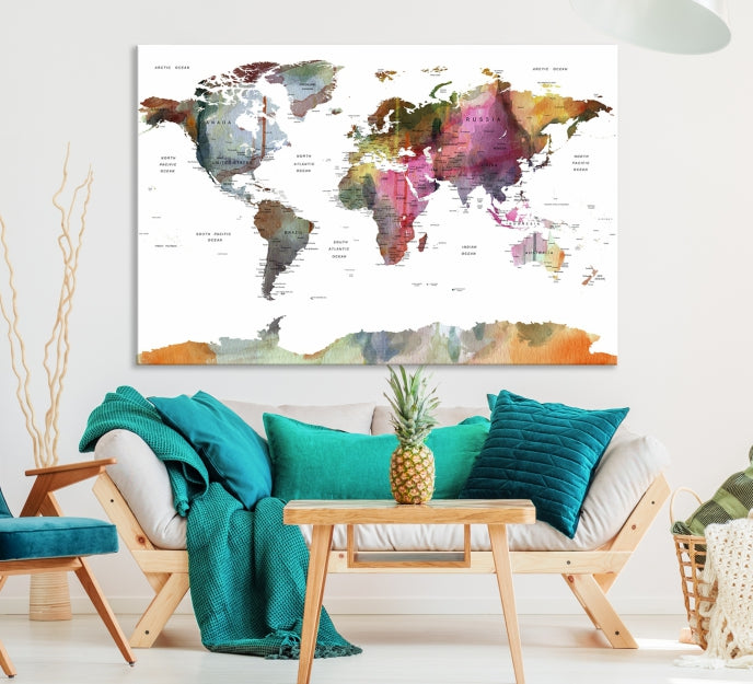 World Map Wall Art , World Map Push Pin Travel, Push Pin World Map, World Travel Map, Push Pin Map Canvas, Travel Map Canvas, Travel Map Art