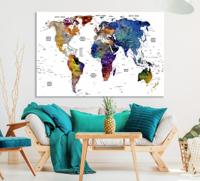 Carte du monde scolaire Impression sur toile