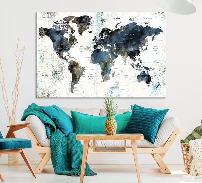 World Map Large Wall Art Canvas Print