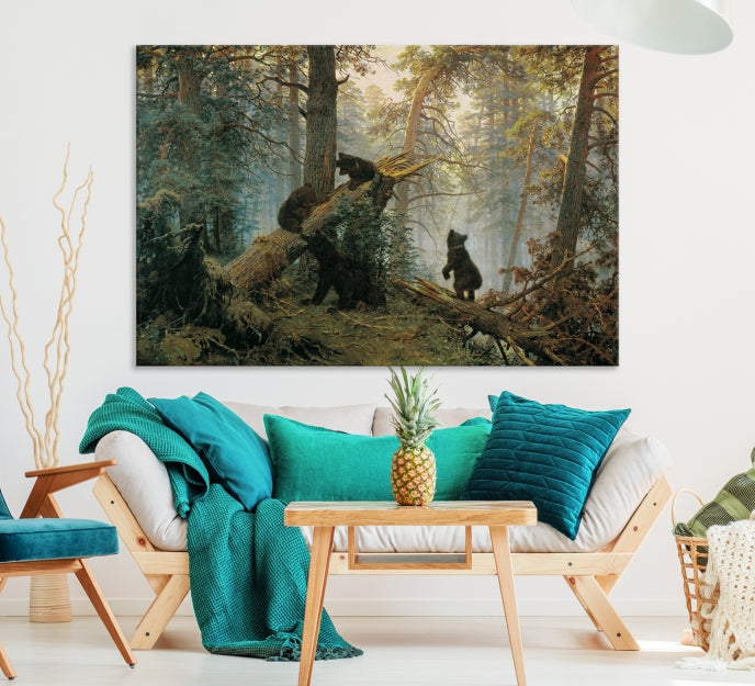 Grizzly Bear Cubs Wall Art Canvas Print