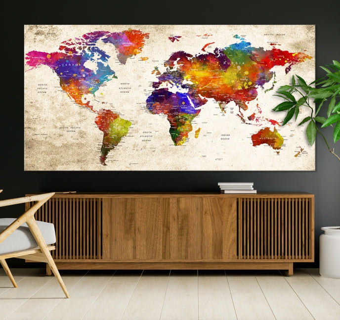 Wall Art World Map Canvas Print