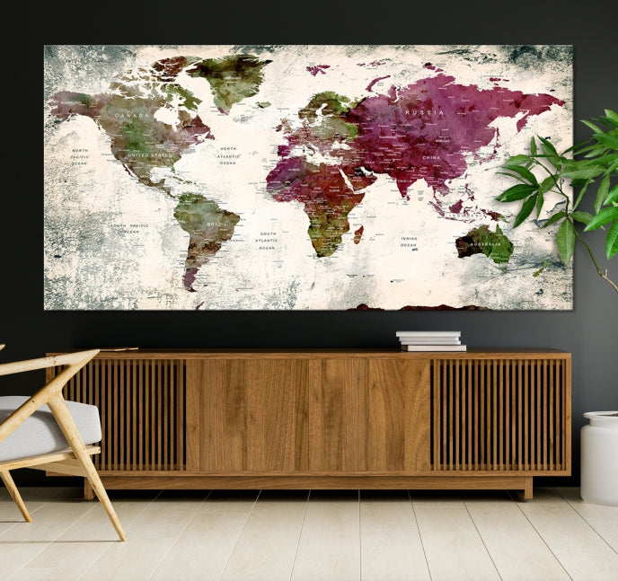 World Map Wall Art, World Map Canvas, World Map Print