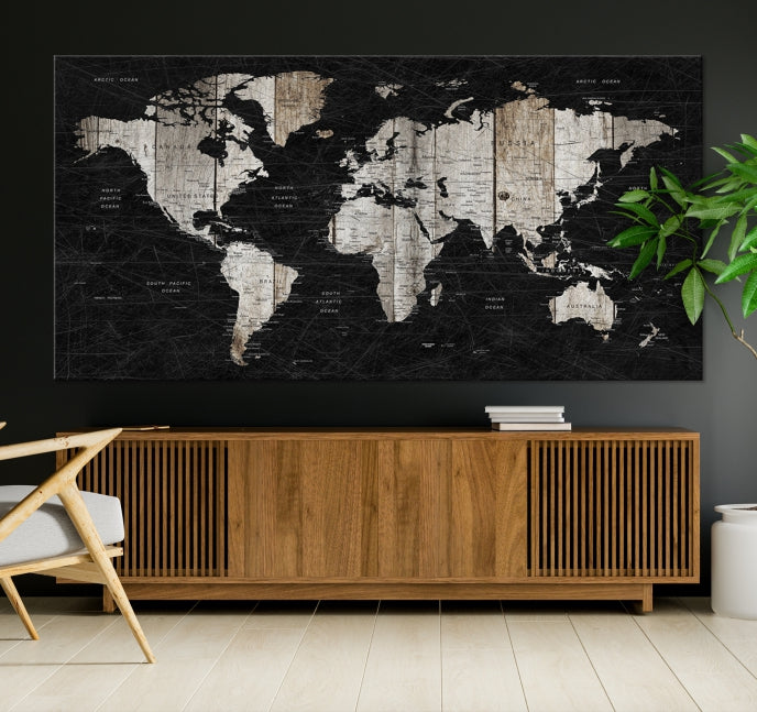 Cuadro extragrande con alfiler, mapa mundial, lienzo