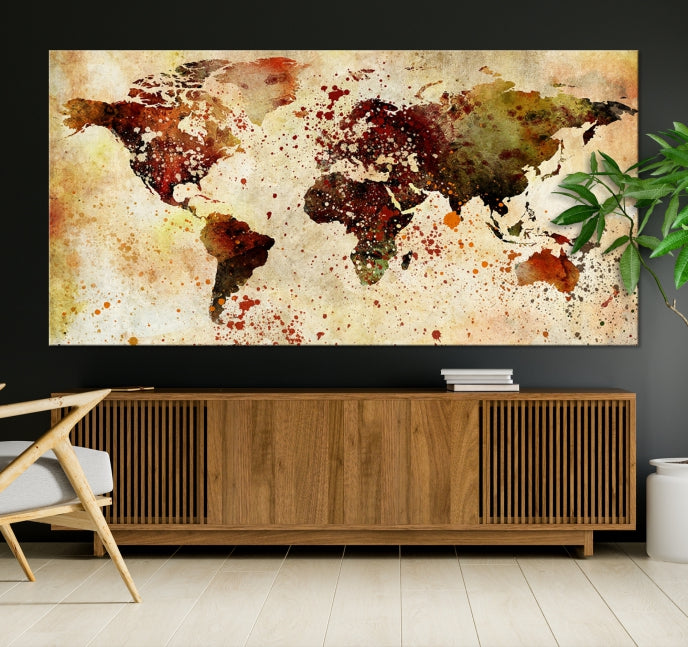 Impresión en lienzo del mapa del mundo | Impresión en lienzo de mapa del mundo con alfiler de arte de pared grande | Mapa mundial de viajes Lienzo